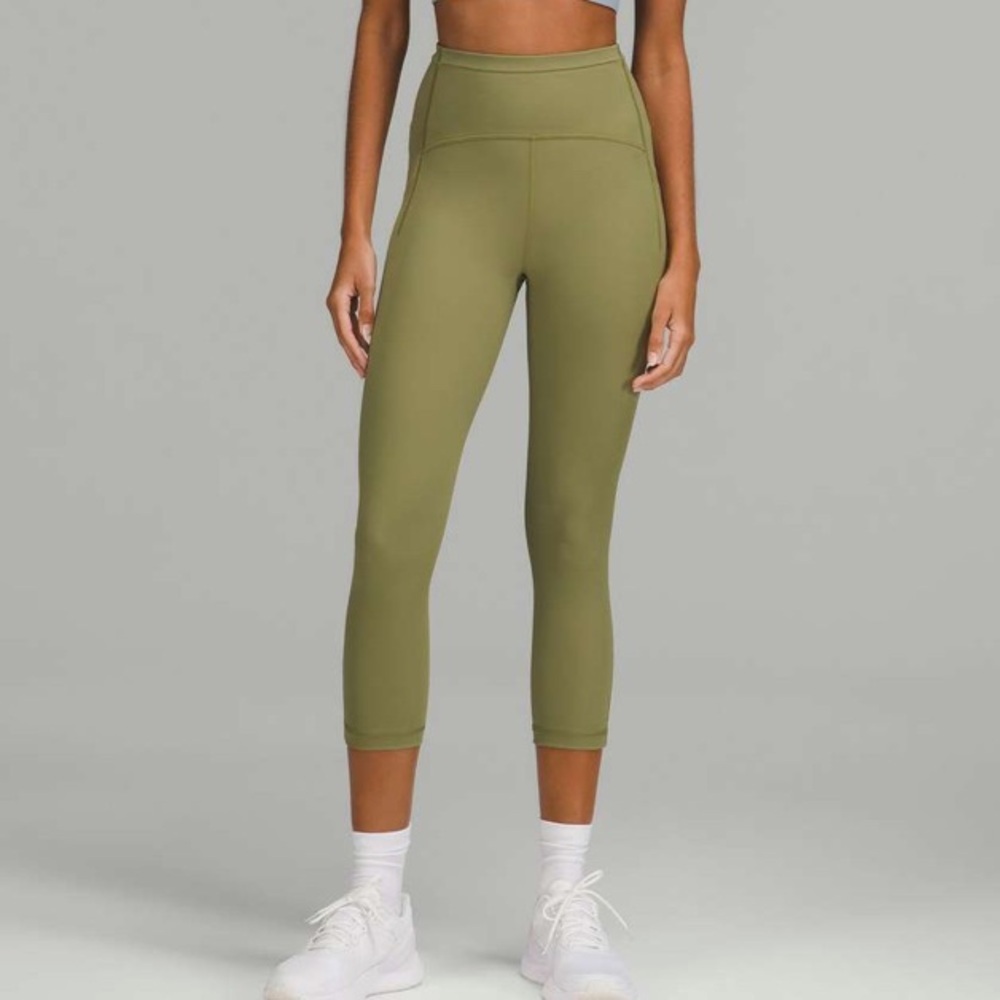 Lululemon Swift Speed Leggings High-Rise Crop 21"Bronze Green size 20